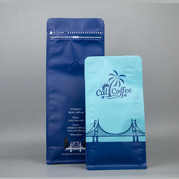 Block bottom bags bolsa doypack custom printed flat bottom pouch coffee packaging bags coffee stand up pouch with valve
