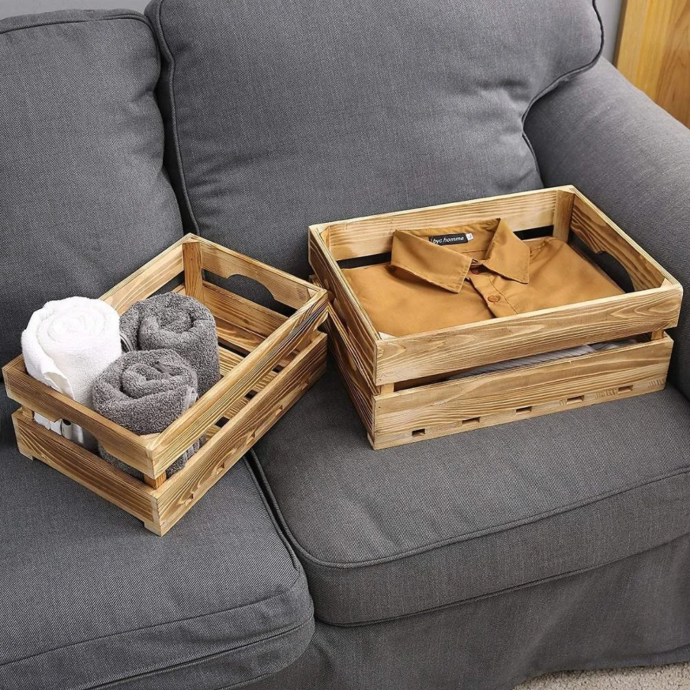 American country style antique decoration wooden crate box wholesale IBEI storage product packing gift craft box case