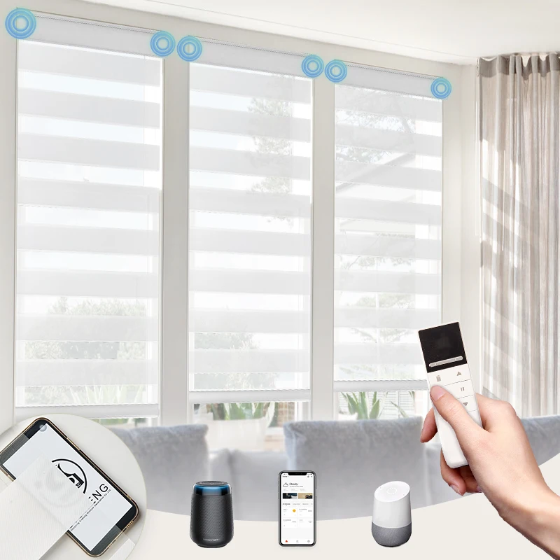 Motorized WIFI Control Window Blinds Easy to Install Blackout Unique Design Window Covering Office Bedroom Living Room Blinds
