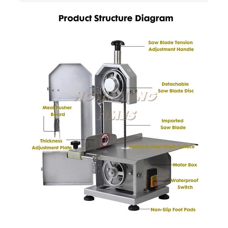 Easy Operation Heavy Duty Meat Cutter, Bone Sawing Machine, High Efficiency, 220V/110V, 1-Year Warranty