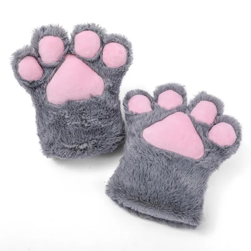 1pcs Women Girls Cute Cat Kitten Paw Claw Warm Gloves Mittens Soft Anime Cosplay Plush For Halloween Party Accessories Gift NEW