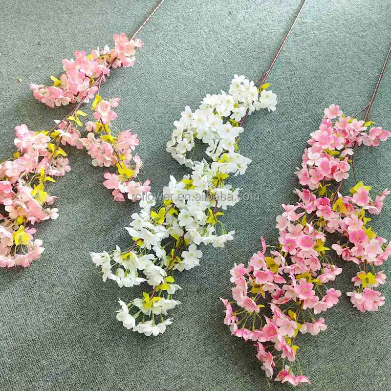Wholesale silk peach flowers stem artificial peach blossom branch home wedding decoration flower