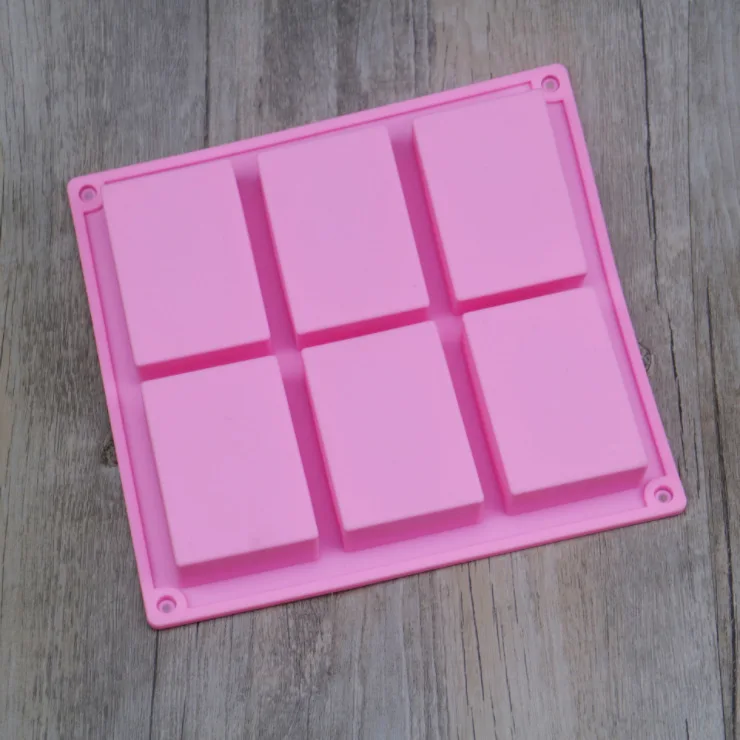 6 Cavity Square Silicone Soap Mold Stone Toilet Rectangular Hotel Bar Soap Mold  For Soap Making