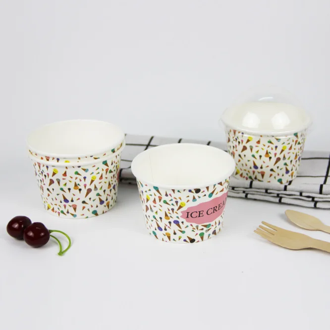 factory-direct sale 4oz 8oz 16oz Disposable icecream cups paper bowl paper cup  with lids for holding ice cream sundaes gelato