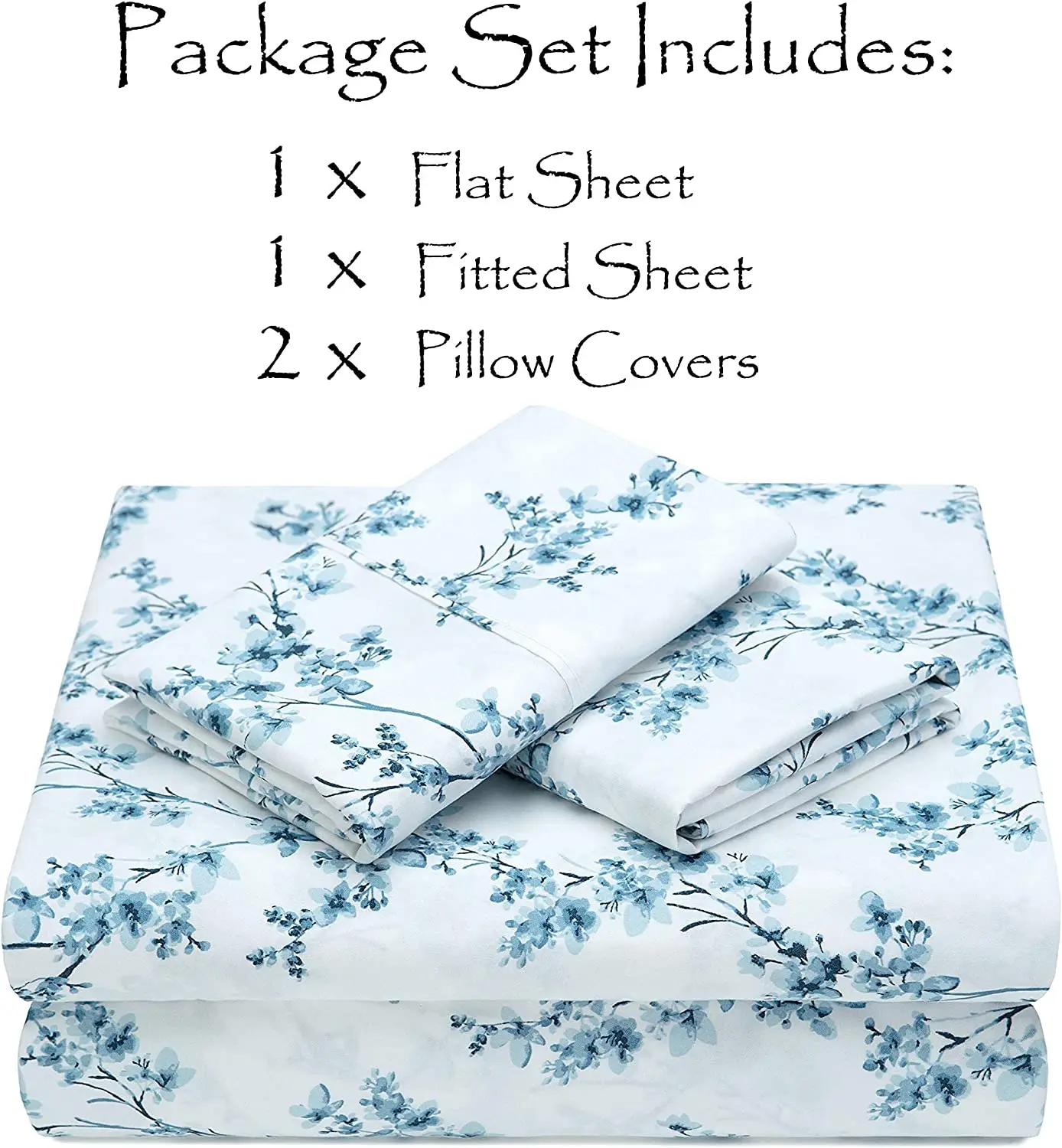 Deep Pocket Floral Printed Bed Sheet 4 Pieces Bedding Hotel Quality Queen Size Luxurious Heavy But Silky Soft Material