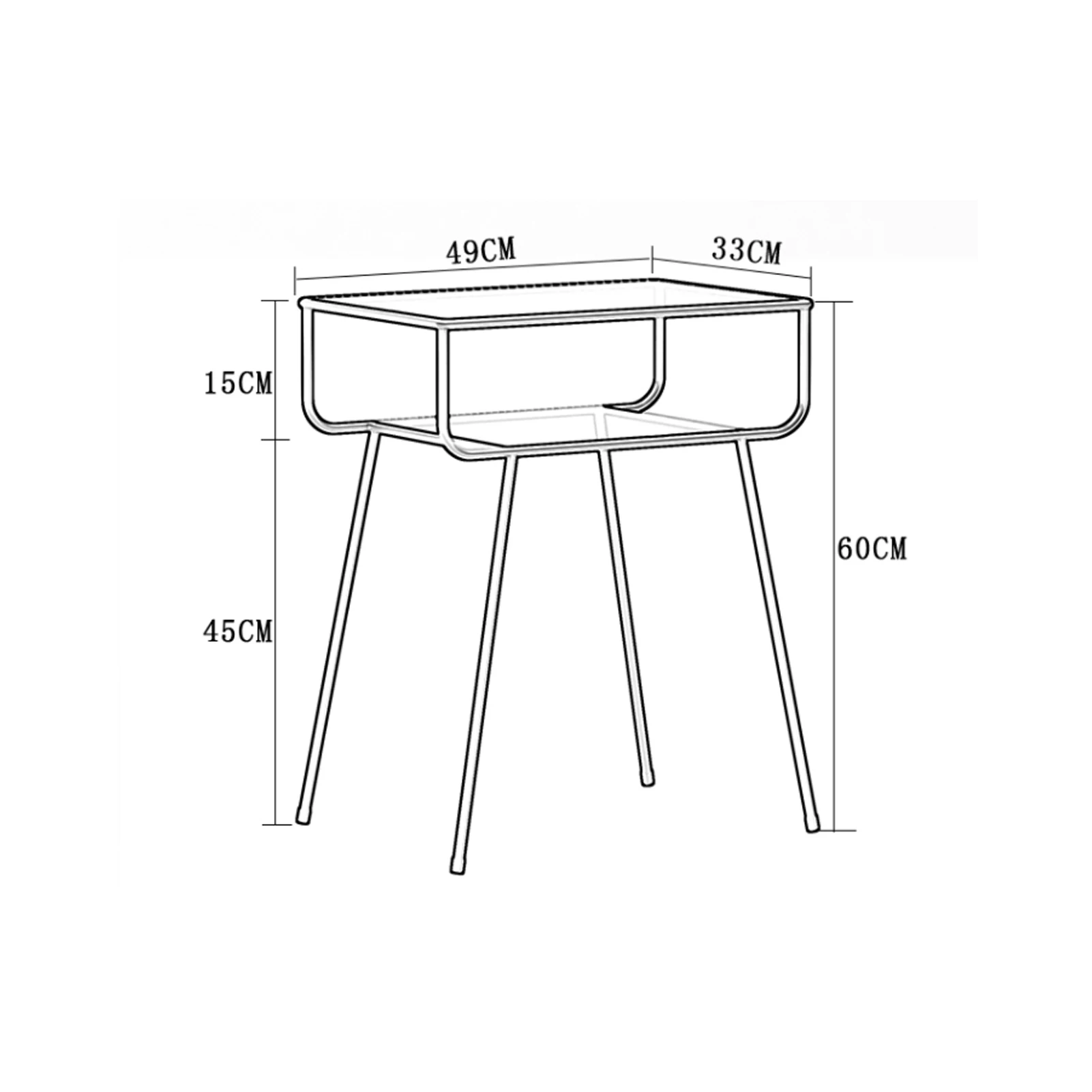 Tempered Glass Top Mid Century Accent Metal Gold End Table Modern for Bedrooms Bedside Table Night Stands Side Table