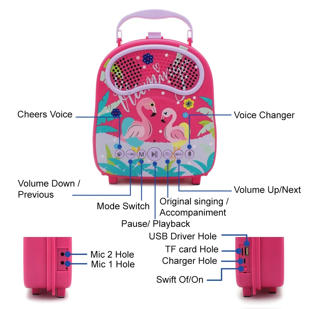 Toys kids karaoke singing machine High performance portable speaker wireless Blue tooth  karaoke speakers with microphone