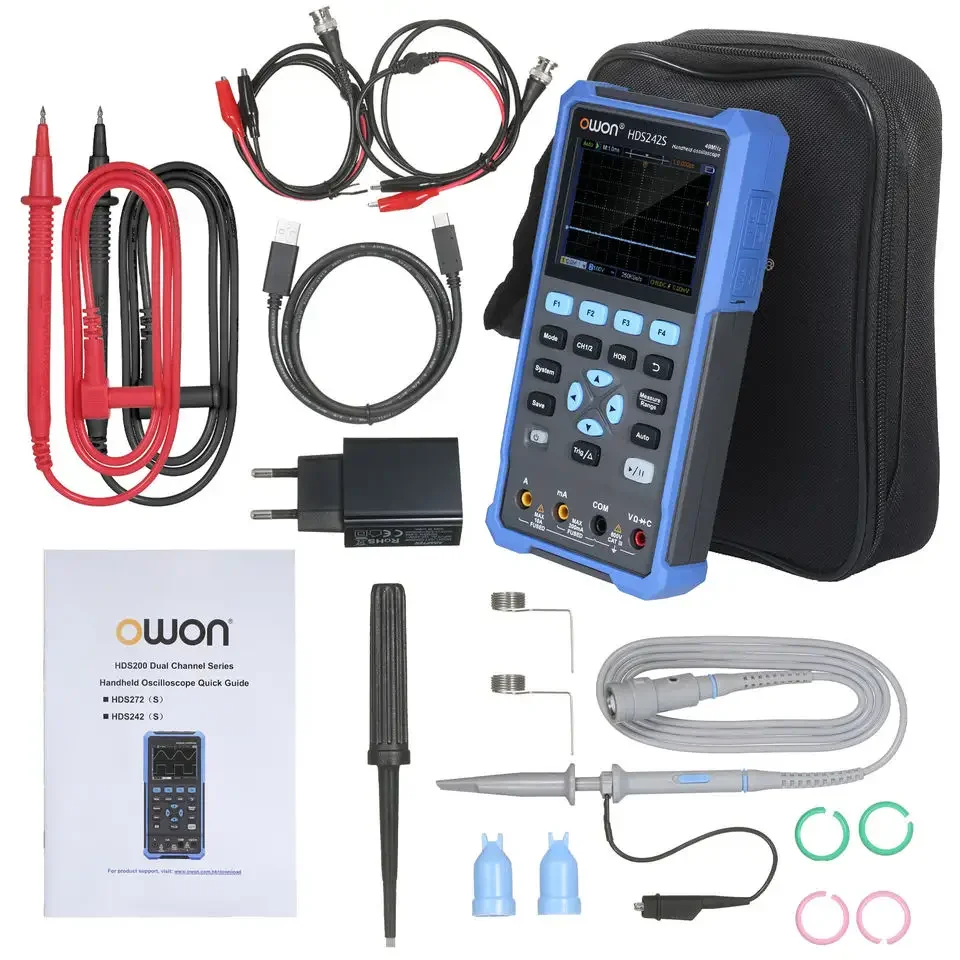 OWON HDS242S Handheld Digital Oscilloscope 2 Channels 40MHz 250MSa/s Sample Rate Signal Generator Multimeter Oscilloscope