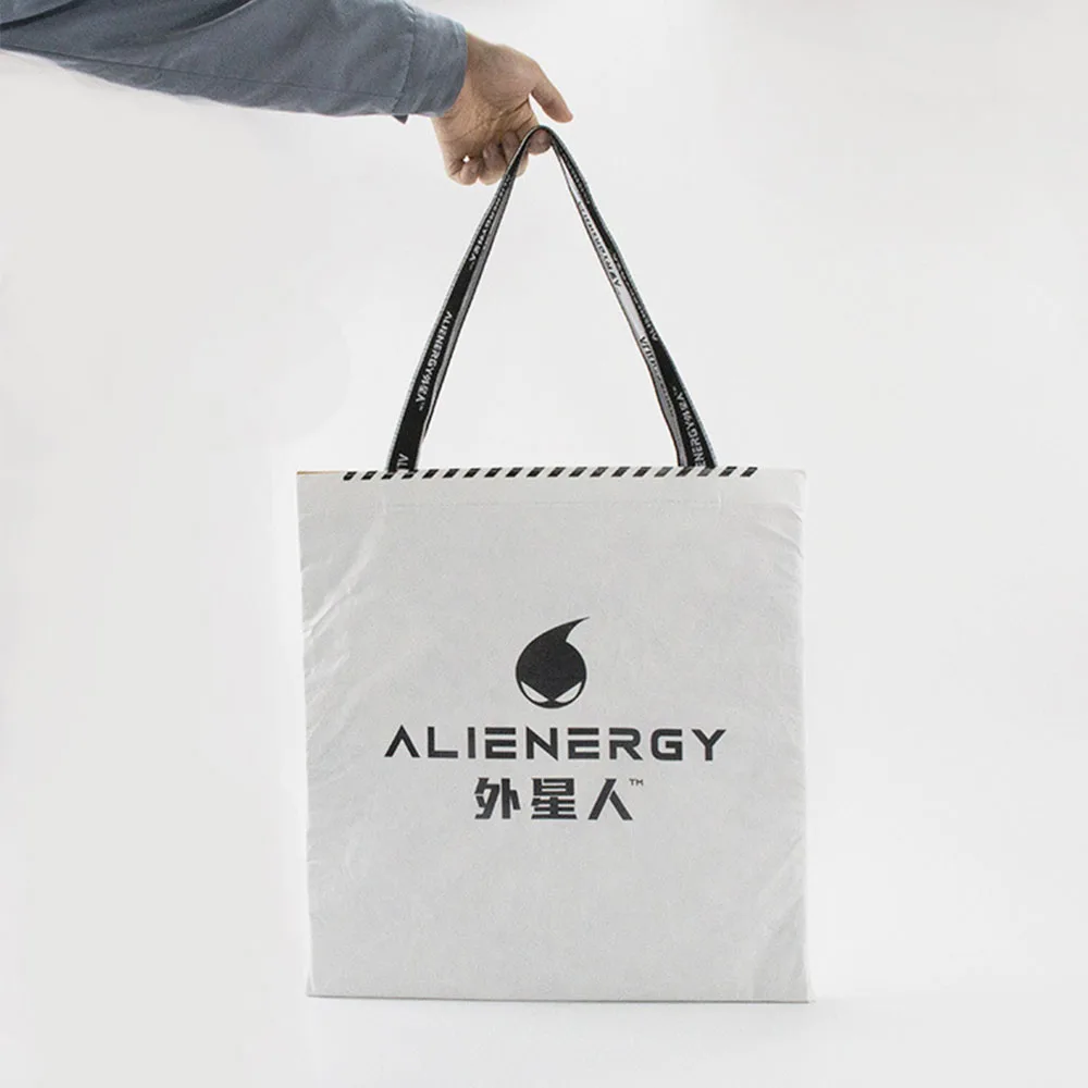
Custom eco friendly brown kraft dupont paper tote bag waterproof dupont tyvek shopping hand bag with polyester webbing handle 