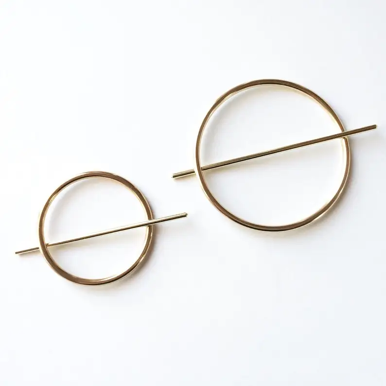 Simple Metal Hair Pins Geometric Round Barrette Minimalist Style Daily Accessories Hair Pin Clip