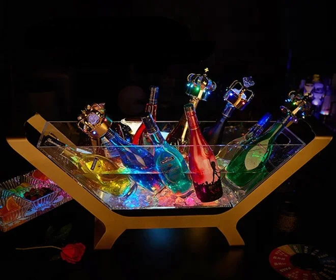 2024 новое шампанское литиевая батарея мигающая Зарядка светодиодная подсветка в форме лодки ведро со