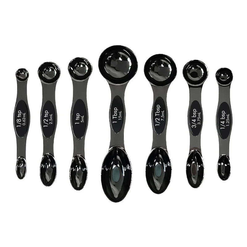 Hot Sell Stainless Steel Black Coating Double Hand Digital Magnetic  Measuring Spoons Sets For Kitchen