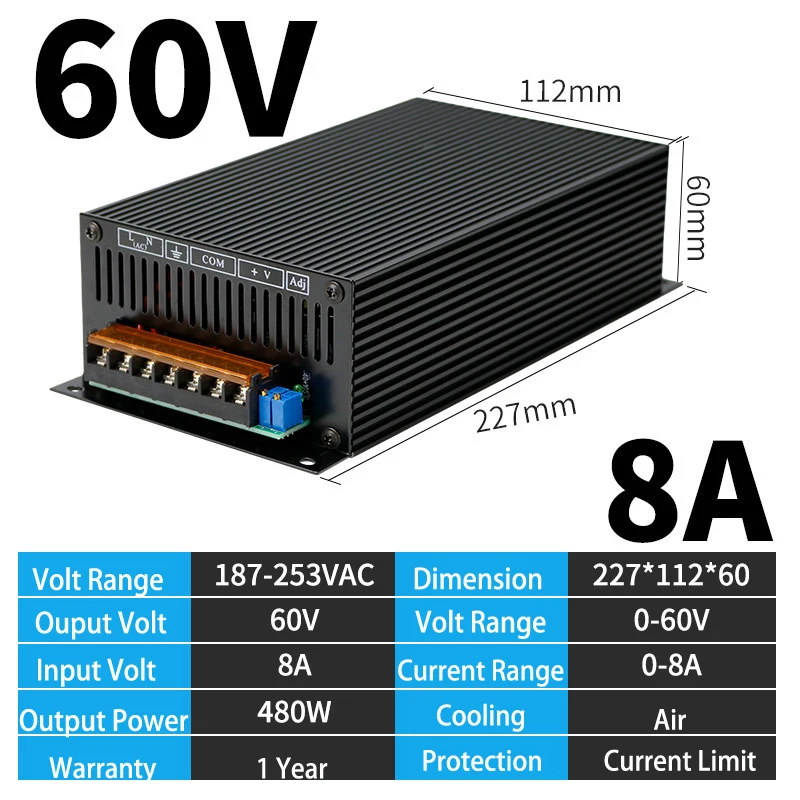 Small power adjustable switching power supply AC220 to DC0-12V15V24V36V48V110V220V dc regulated switching power supply