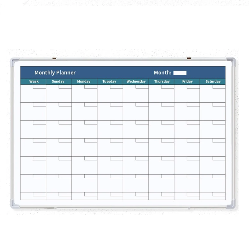 Factory customized Monthly Calendar Whiteboard Schedule Hanging Wall Magnetic White Board Dry Erase Hanging Writing Board