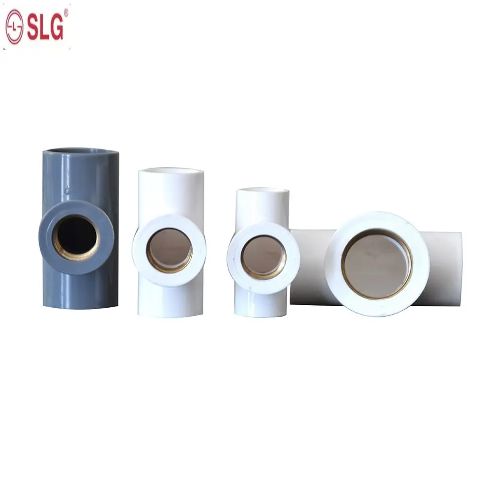 PVC Pipe Tee with Brass Insert Plastic Fitting for