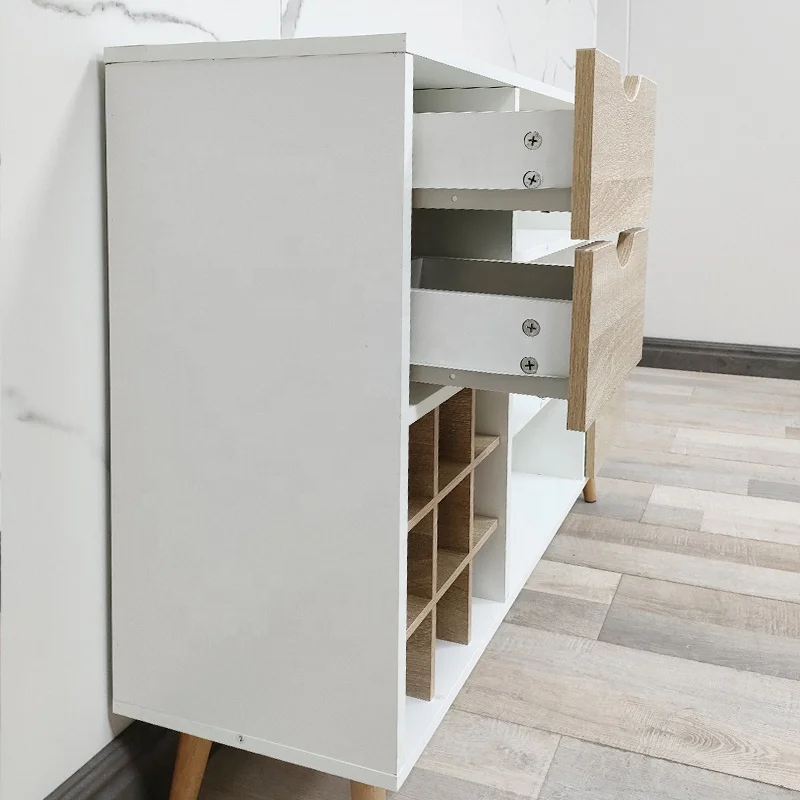 Modern Living Room Furniture White Wood Wooden Buffet Sideboard Mini Corner Home Coffee Wine Bar Cabinet For Home