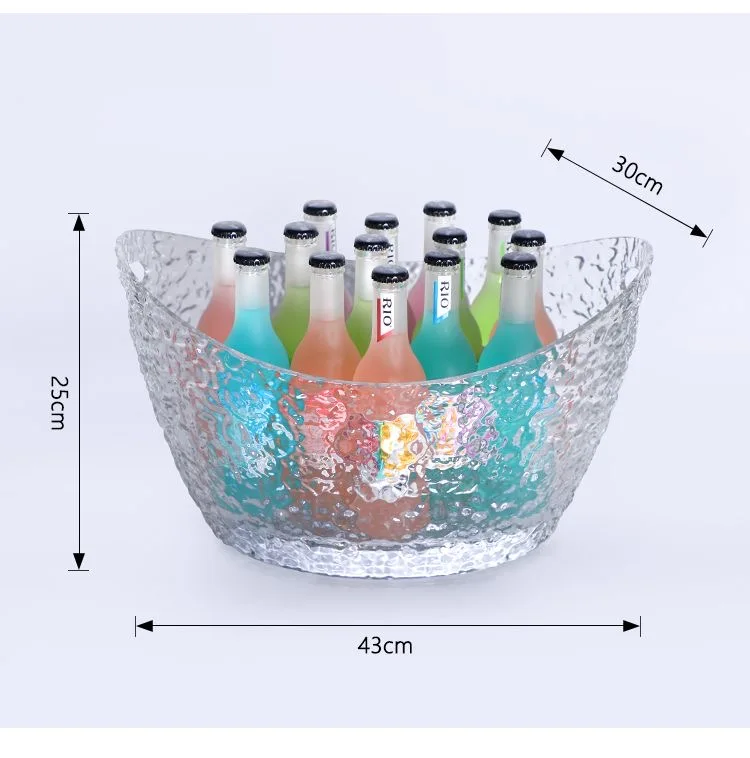 Bar KTV Led Ice Bucket Plastic Clear Beverage Tub Large Capacity Wine Buckets