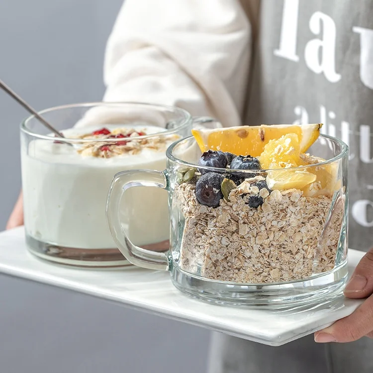 500ml Breakfast glass bowl Mugs Oat cup borosilicate glass