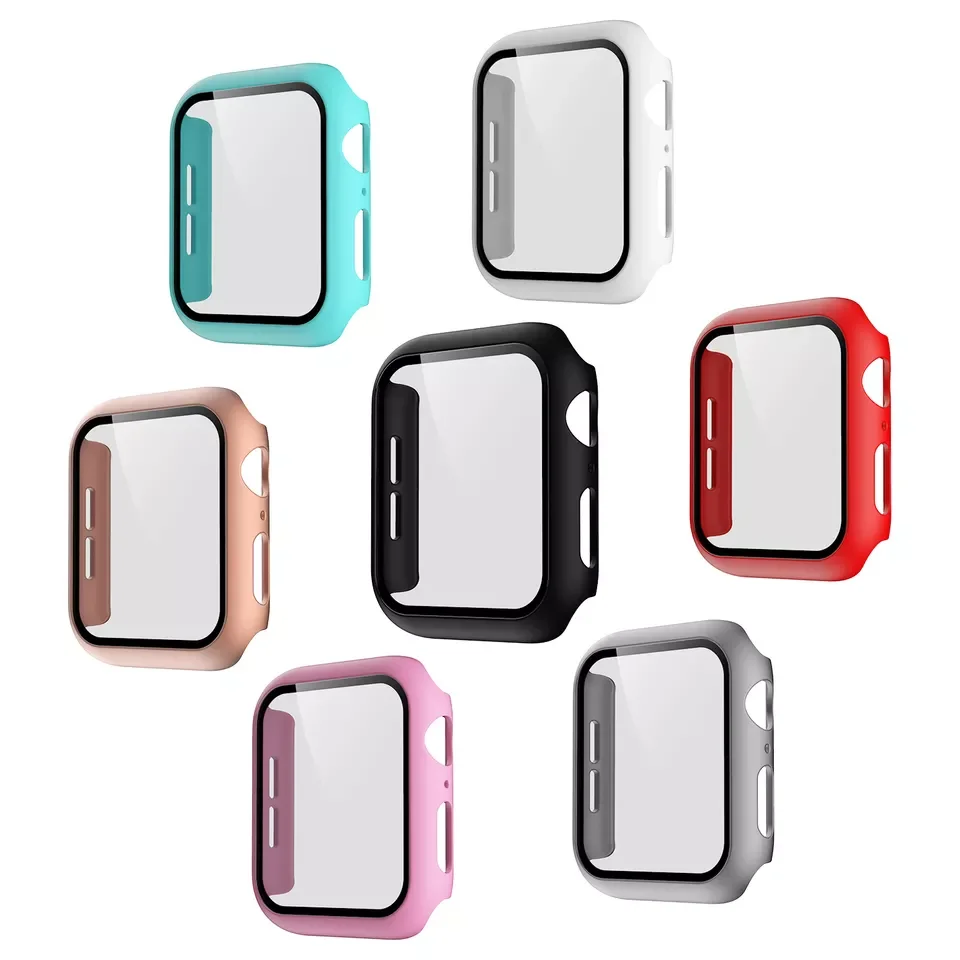 Watch Accessories Tempered Film Hard Case for Apple Watch Series 7 41mm 45mm 40mm 44mm Bumper Protective Case 38mm 42mm