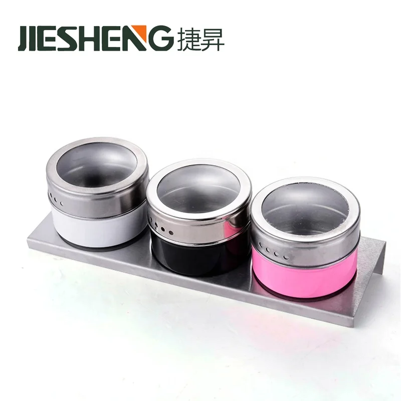 
Fashion Home Seasoning Storage Tins Sets Kitchen Stainless Steel Magnetic Spice Jars with Sift or Pour 