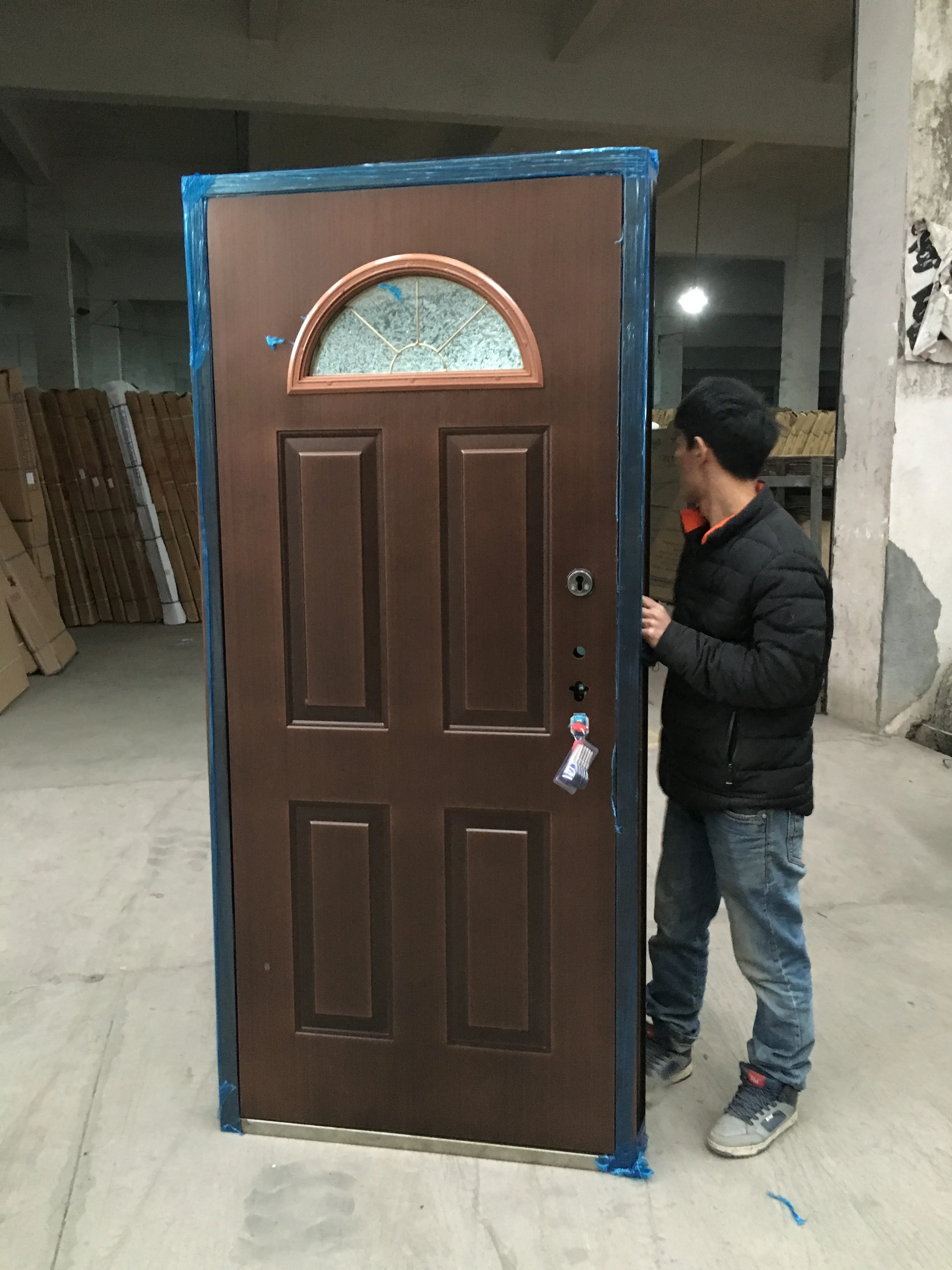 2022 Latest design Security Entrance American Front Door Glass Main Gate White door