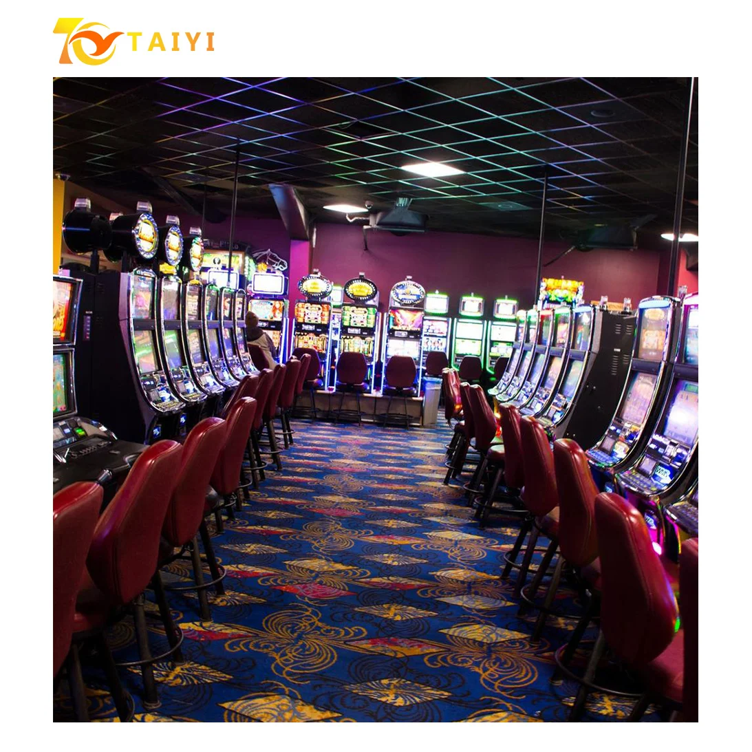 Blue Gold Stripes Printed Casino Carpet Mosque Prayer  Modern Rug