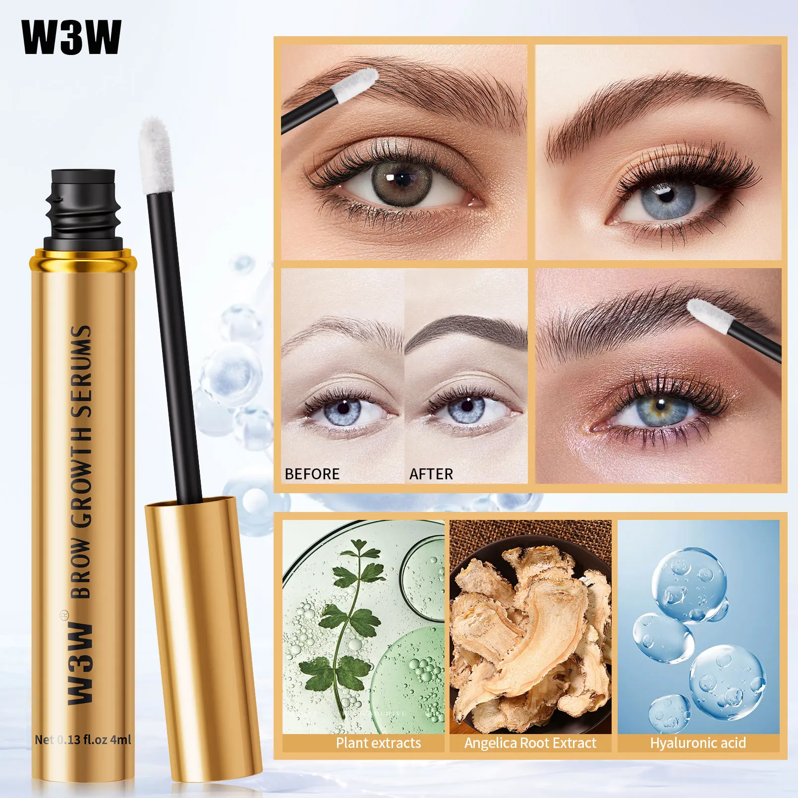 Brow Growth Private Label Eye Lash Growth Serum Eyelash Serum Grow Lasting Thicker Natural Longer Eyelashes Brows Lashes Growth