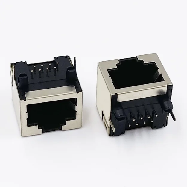 Factory RJ45 female connector Network interface all-plastic Horizontal insert board copper shell semi-fully covered light filter