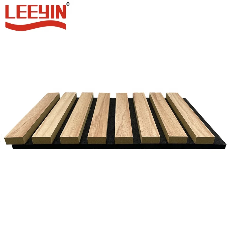 Luxury Melamine Slat Wood Panel with PET Blacking Felt Panels Akustik Panelen Acoustic Wall Akupanel