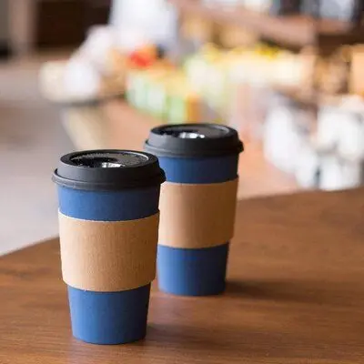 100% Biodegradable Disposable Custom Printed 3oz 4oz 5oz 7oz Hot Chocolate and Cold Drinks Coffee Paper Cups with Sleeve