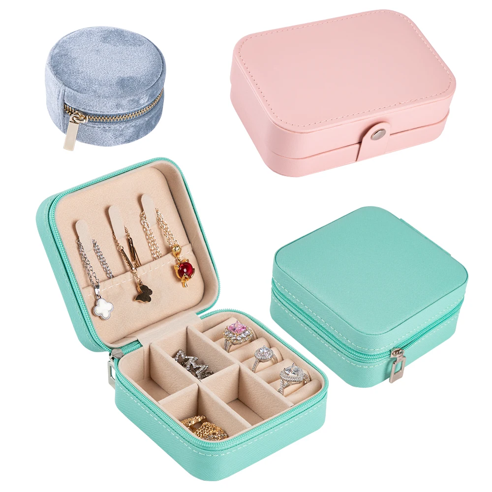 FADELI Hot Sale Women Girls Earrings Ear Stud Box Organizer Portable Jewelry Storage Box PU Leather Small Travel Jewelry Boxes