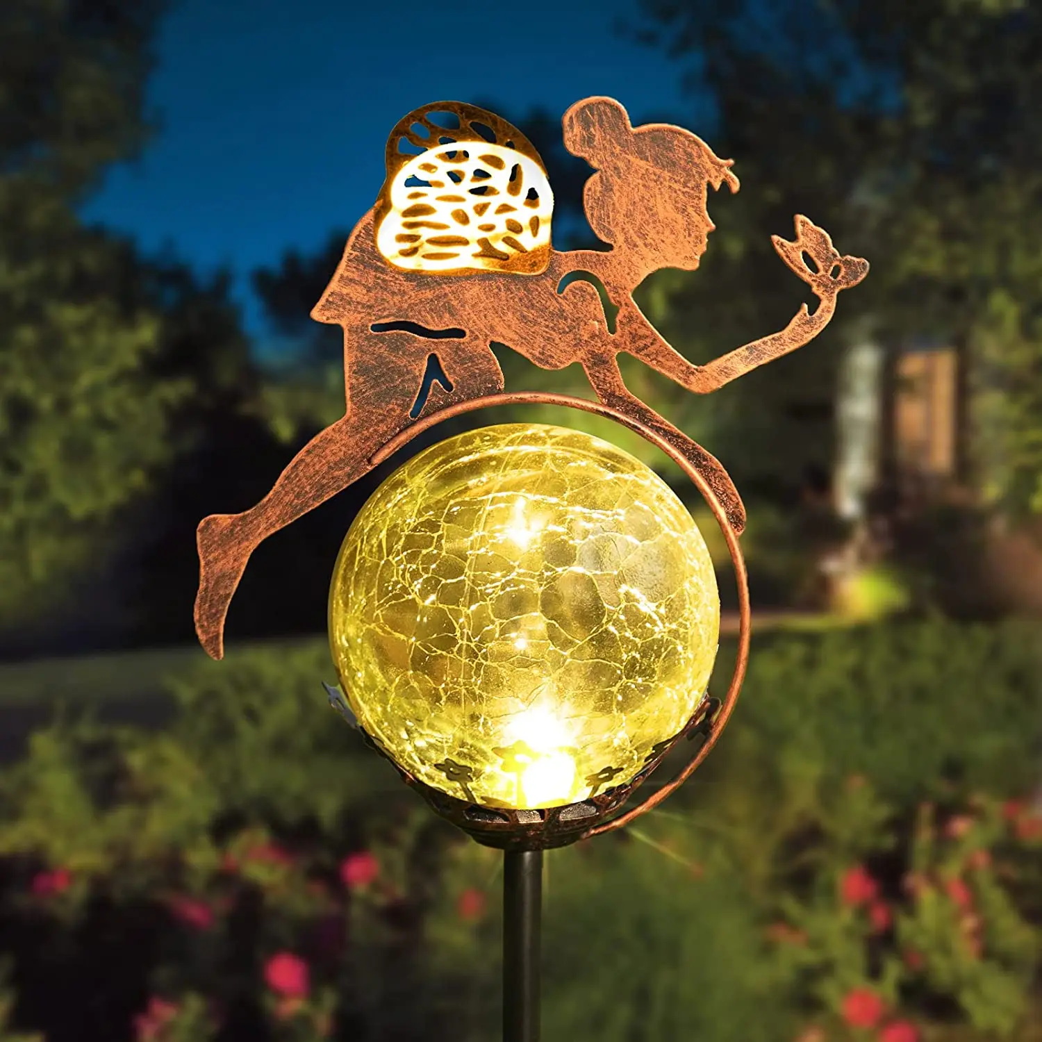Garden Decor Outdoor Solar Fairy Lights - Spring Garden Light Metal Stakes Yard Art Decorations