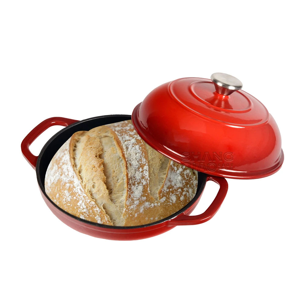 Heavy Duty Home Cooking Cast Iron Bread Baking Pan Enamel Cast Iron Round Shape Bread Oven