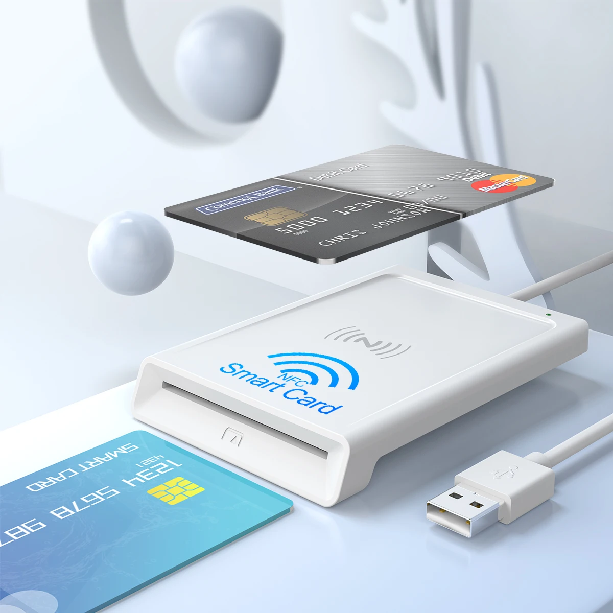 OEM 2 in 1 USB ISO7816 ISO14443A/B RFID NFC ID IC Chip Card Reader NFC Smart Card Readers Writer For Windows Android Linux