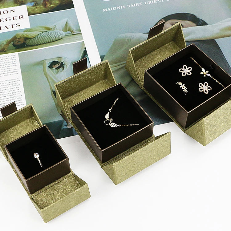 Custom Logo Luxury Jewelry Double Open Flip Gold Packaging Unique Ring Necklace Jewelry Box