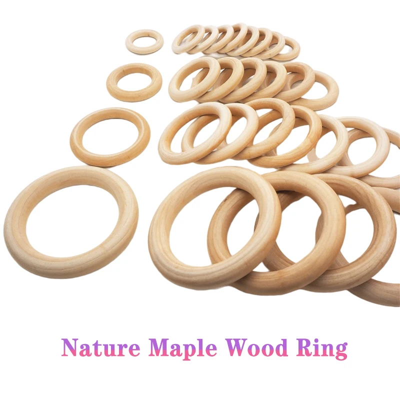  Low Price BPA Free Organic Molars Teether Toy Accessories 55mm Natural Maple Wood Ring For