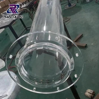 Customized transparent quartz flange tube with bottom quartz glass pipe with factory price