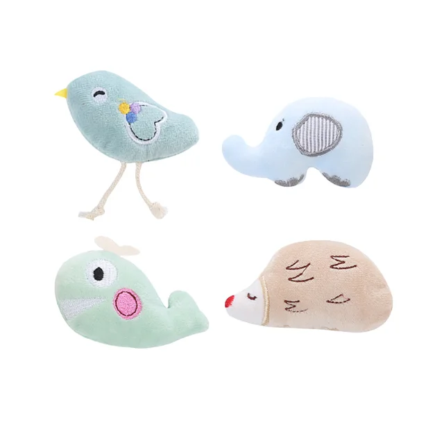 Cute elephant hedgehog whales birds shape cat soft toys interactive pillow bite resistant funny pet toys for cats