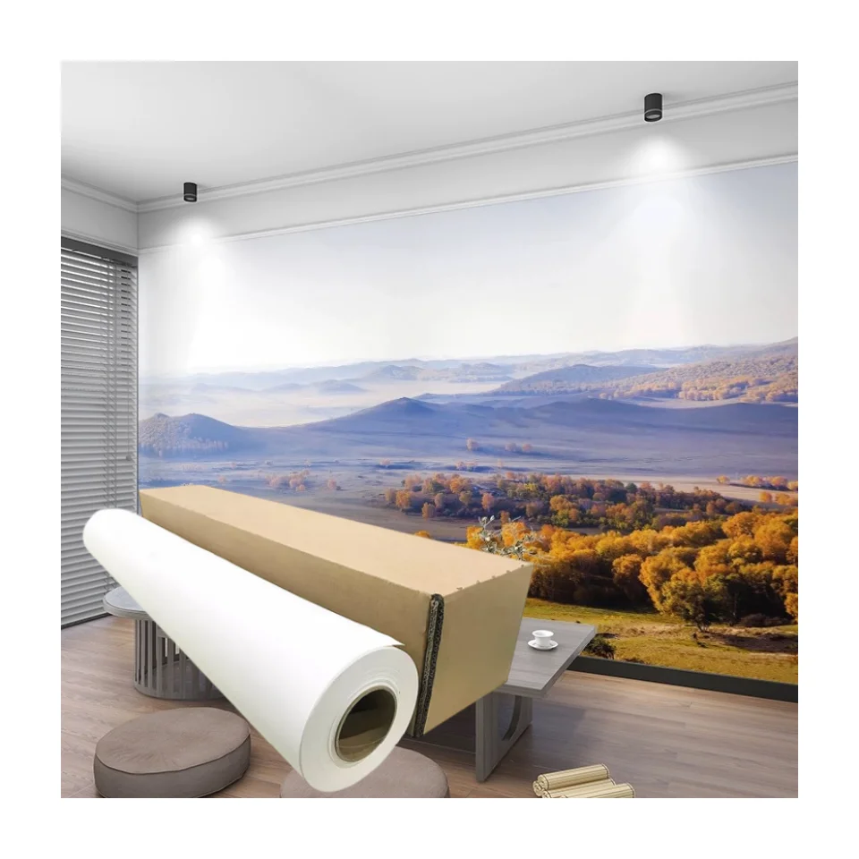 Self Adhesive Canvas Roll Customized Size Color Printable Matte Cotton Polyester Inkjet Canvas Roll fro WallCoverings