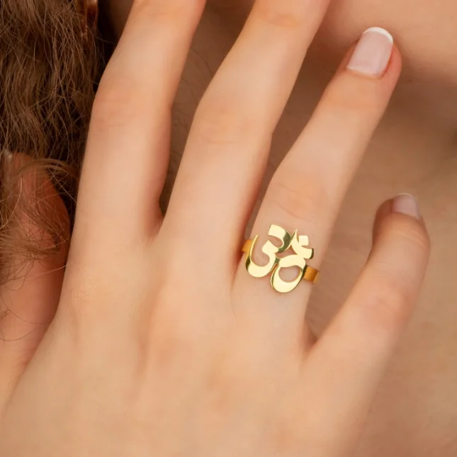 New Latest Models Om Yoga Symbol 18k Gold Ring Jewelry Women Tarnish Free PVD Plated Spiritual 316L Stainless Steel Jewelry