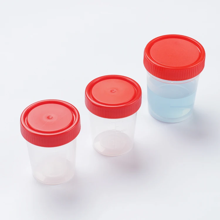 disposable sterile male 30ml 60ml 100ml measuring plastic stool specimen bottle urine cups container with screw cap
