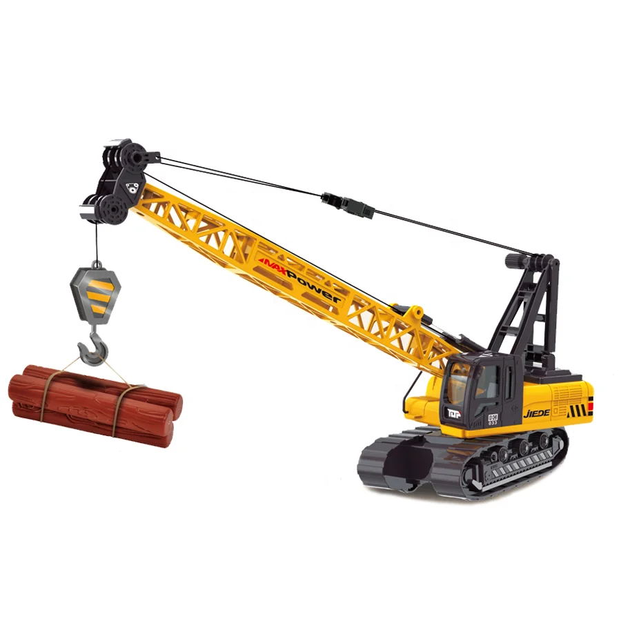 Metal Simulation Engineer Car Friction Powered Crane Lifter Construction Crane Kids Truck with Wood inside Diecast Toy Cars
