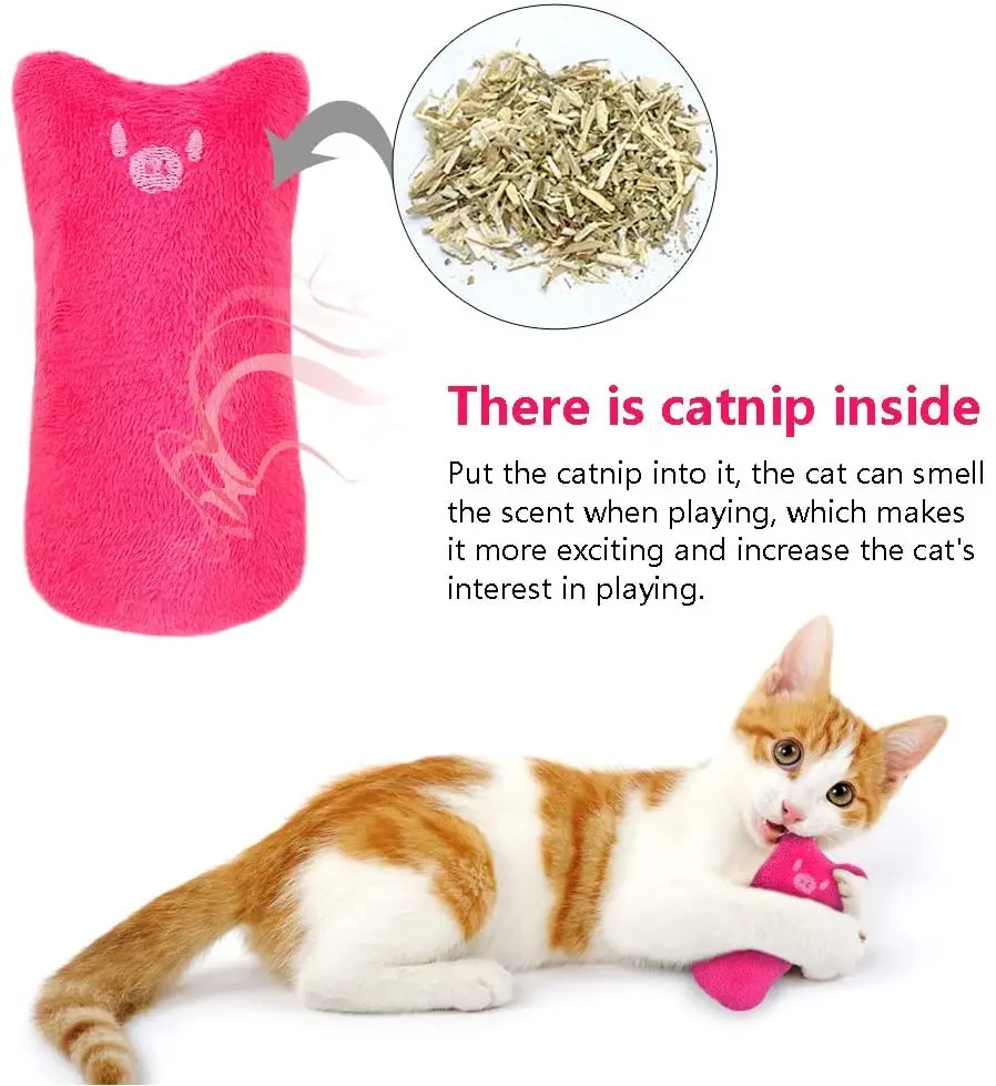 
Pet Kitten Claw Biting Chewing Teeth Grinding Mint Cat Catnip Toy Funny Interactive Training Catnip Plush Pillow Toy 