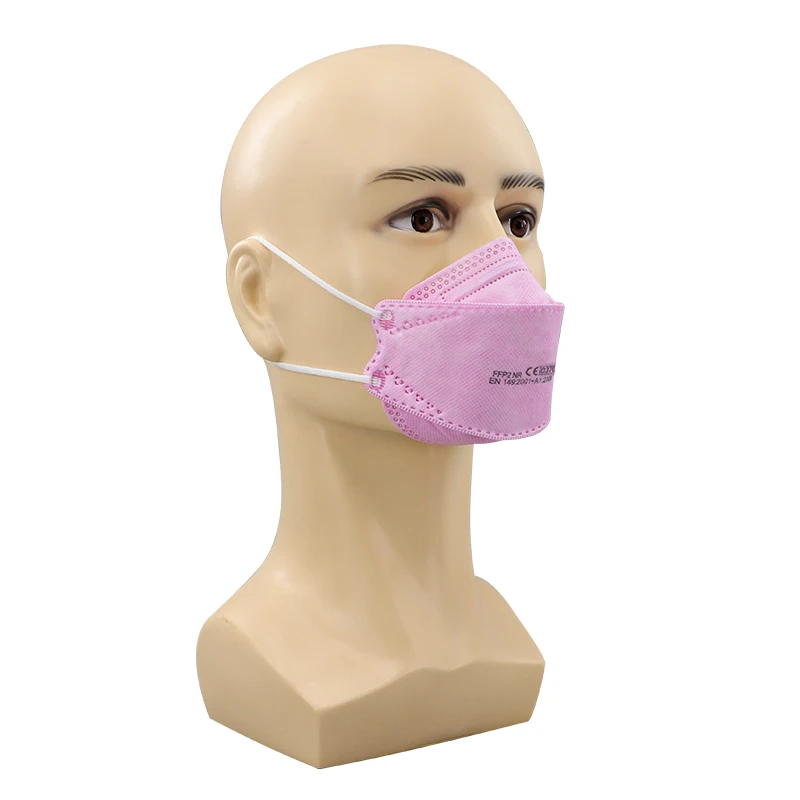 Розовый нетканый материал одноразовые Earloop с широко открытым носком, 4 слоя EN149 Ffp2 mascarillas респиратор