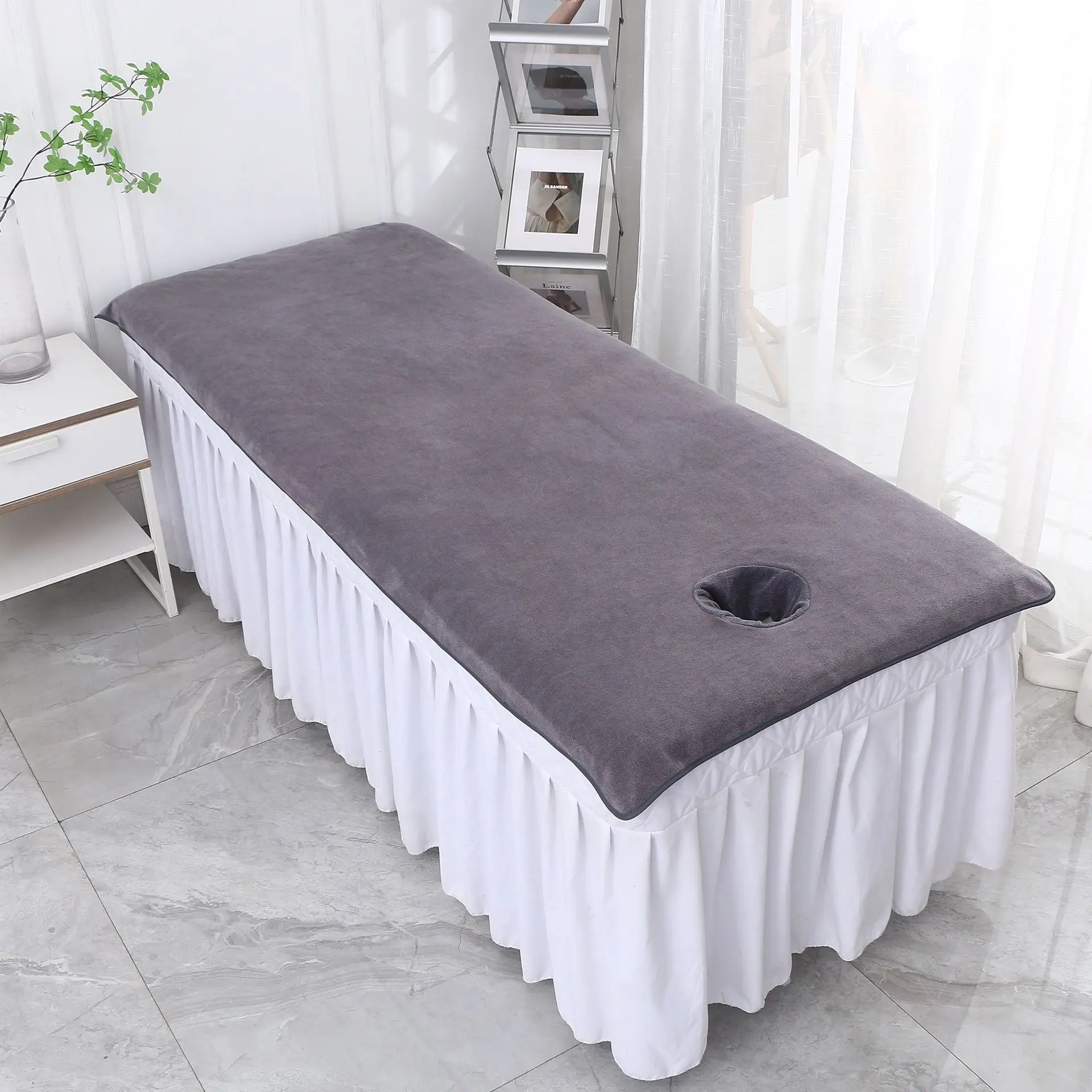 100*200cm Large Spa microfiber body wrap skirt beauty headband cosmetic custom spa logo massage bed cover bath sheet with hole