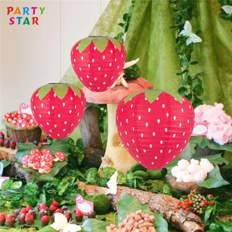 Competitive Price Kindergarten Decoration Foldable 3d Strawberry Shaped Paper Lantern