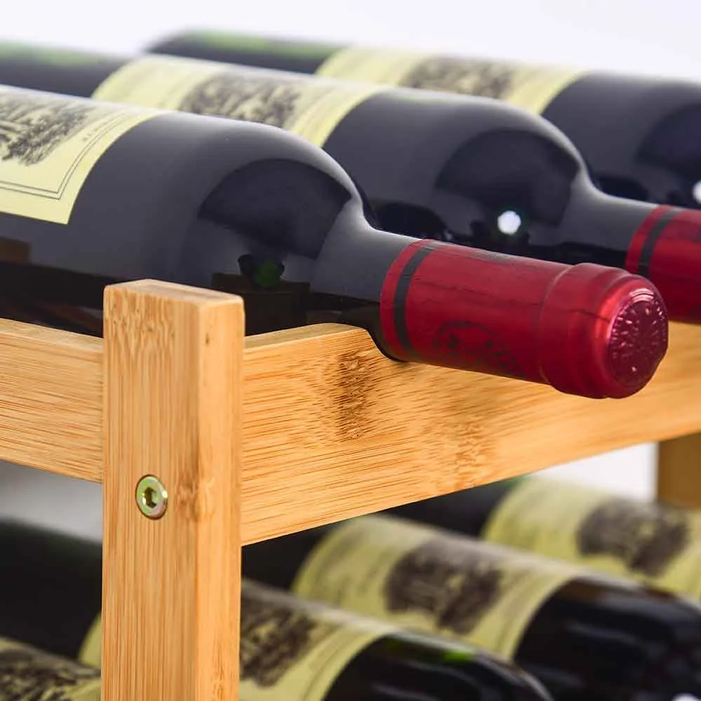 Wine Rack Free Standing 8 Bottles 2 Tier Bamboo Wine Rack Countertop Cabinet Wine Rack