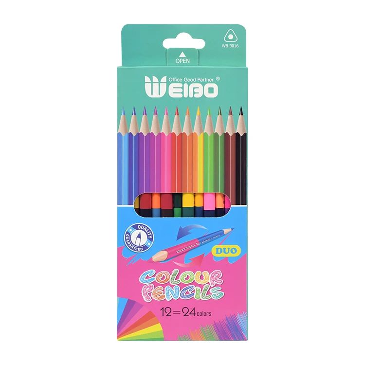 Weibo Hot sale 24colors custom color colored pencil set factory price for school and office