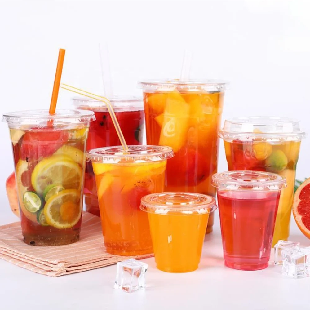 
 Одноразовые пластиковые стаканчики для питья с прозрачным пузырчатым молочным чаем, 600 мл, опт с крышкой  