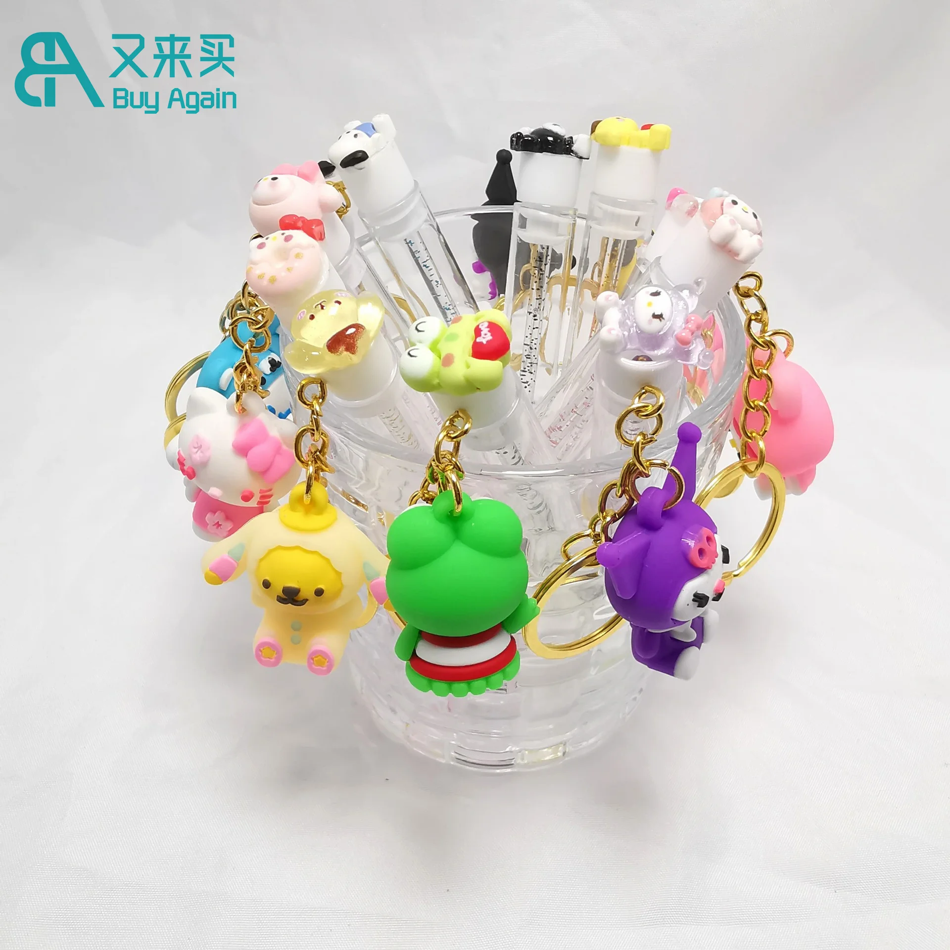 Wholesale Cartoon star Sanrio Hello Kitty lash wand spoolies keychain tube with eyelash brush